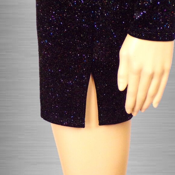ONE & ONLY CLOTHING size S black glittery long-sleeve semi-backless party dress - Picture 9 of 13